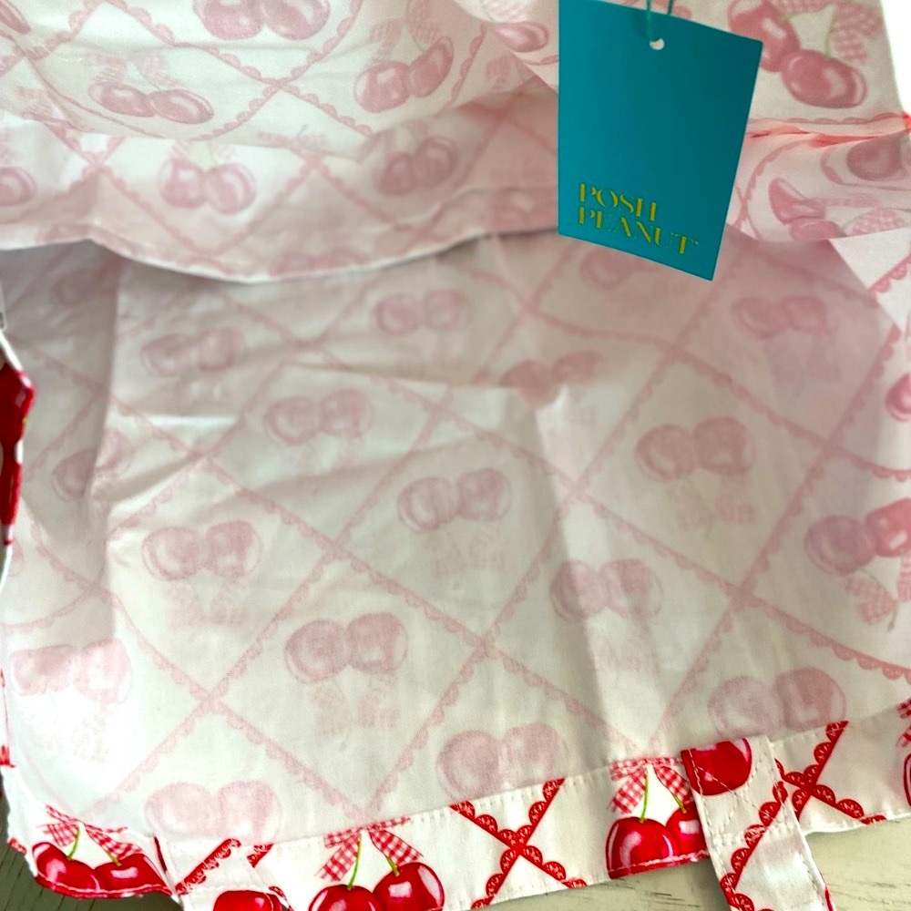 Posh Peanut Red & White Cherry Bows Cloth Tote Travel Diaper Teacher Bag - Picture 6 of 7